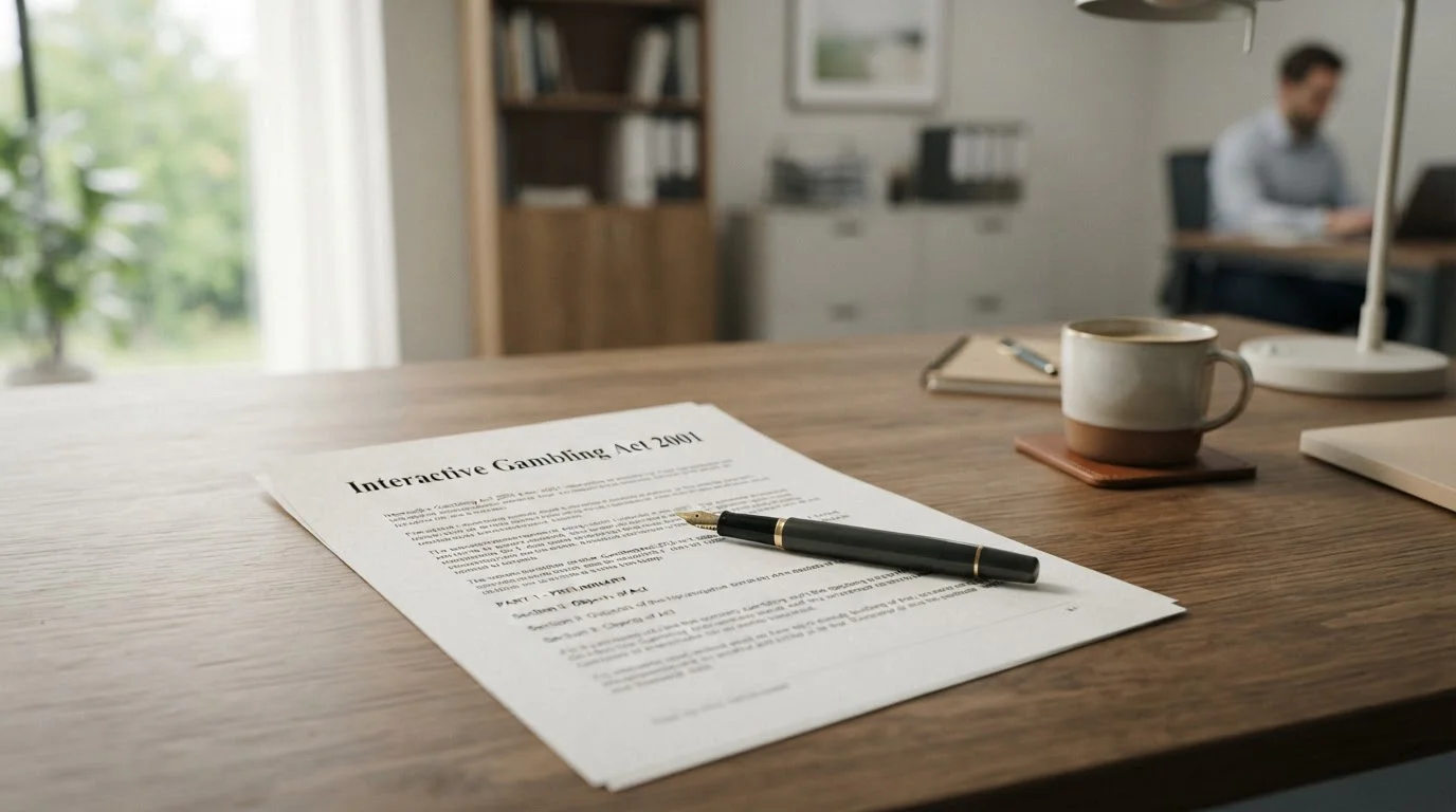 Australian law document with IGA 2001 text visible on desk