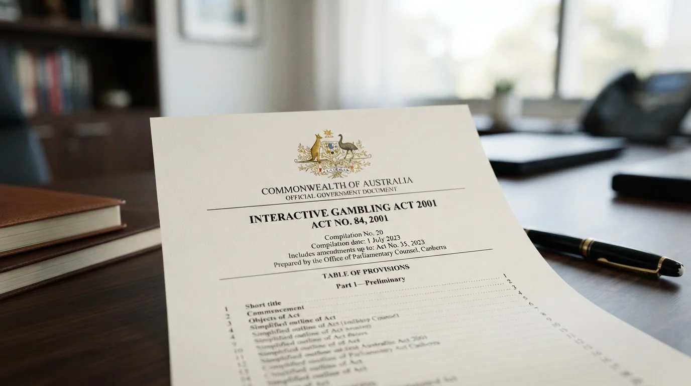 Document showing Interactive Gambling Act text with Australian government seal