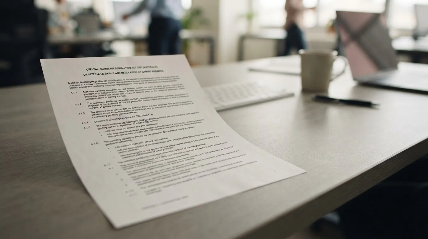 Document showing Australian gambling regulation framework and offshore licensing