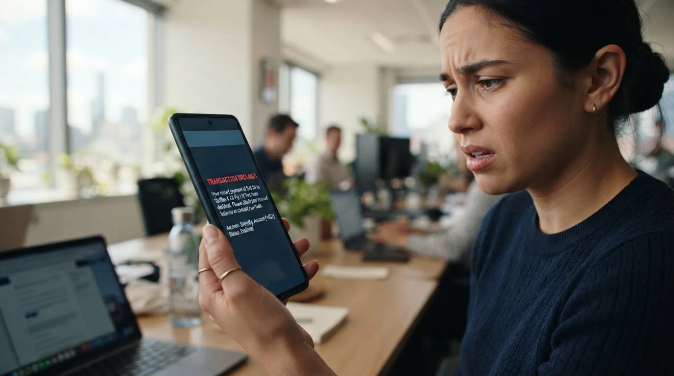 Transaction declined notification on Australian banking app