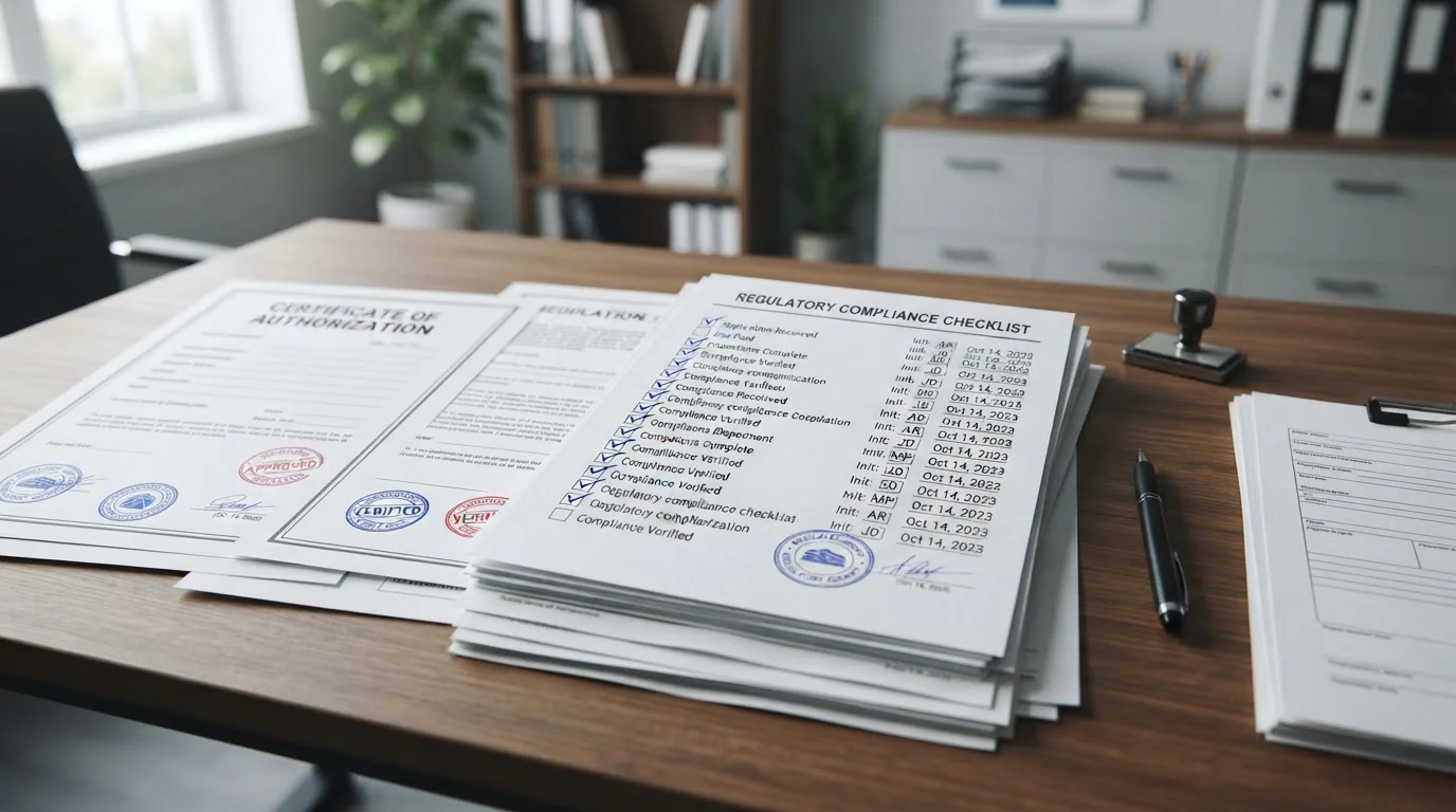 Clean comparison checklist document with casino licence verification stamps