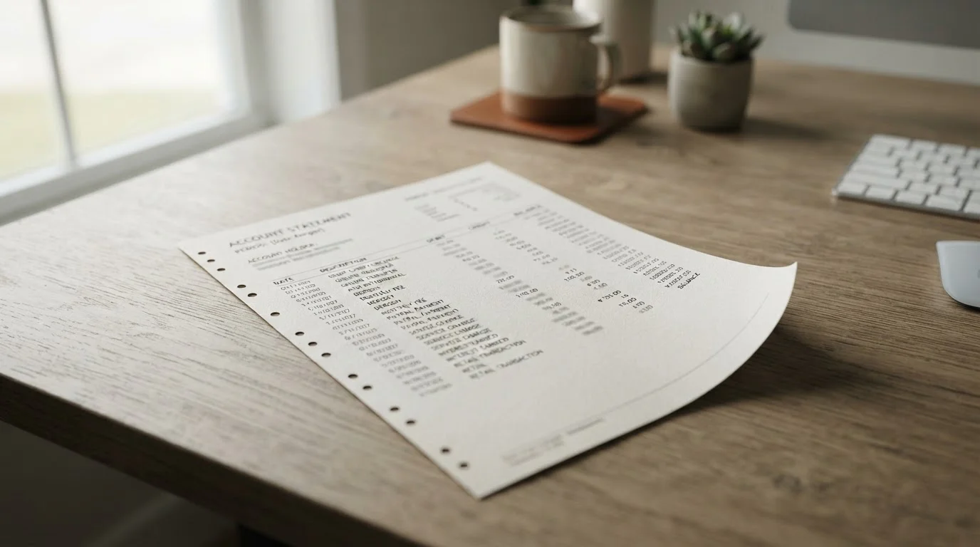 Document showing bank statement with BPAY transaction fee details