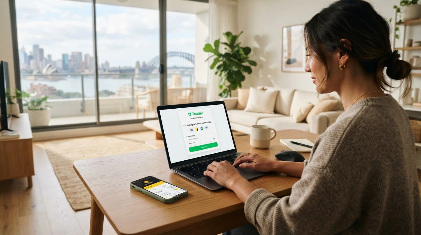 Australian player using secure Trustly banking interface for casino deposits