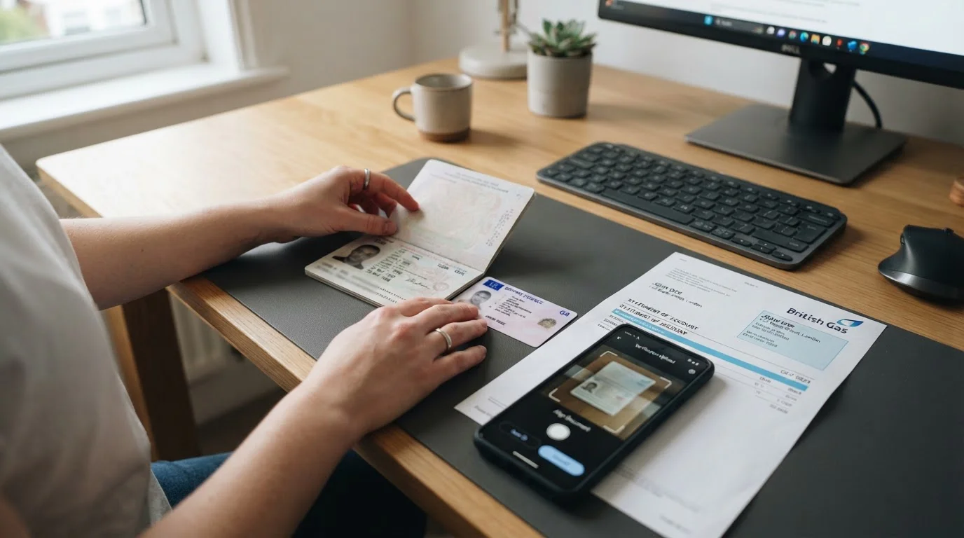 KYC verification documents and ID upload interface