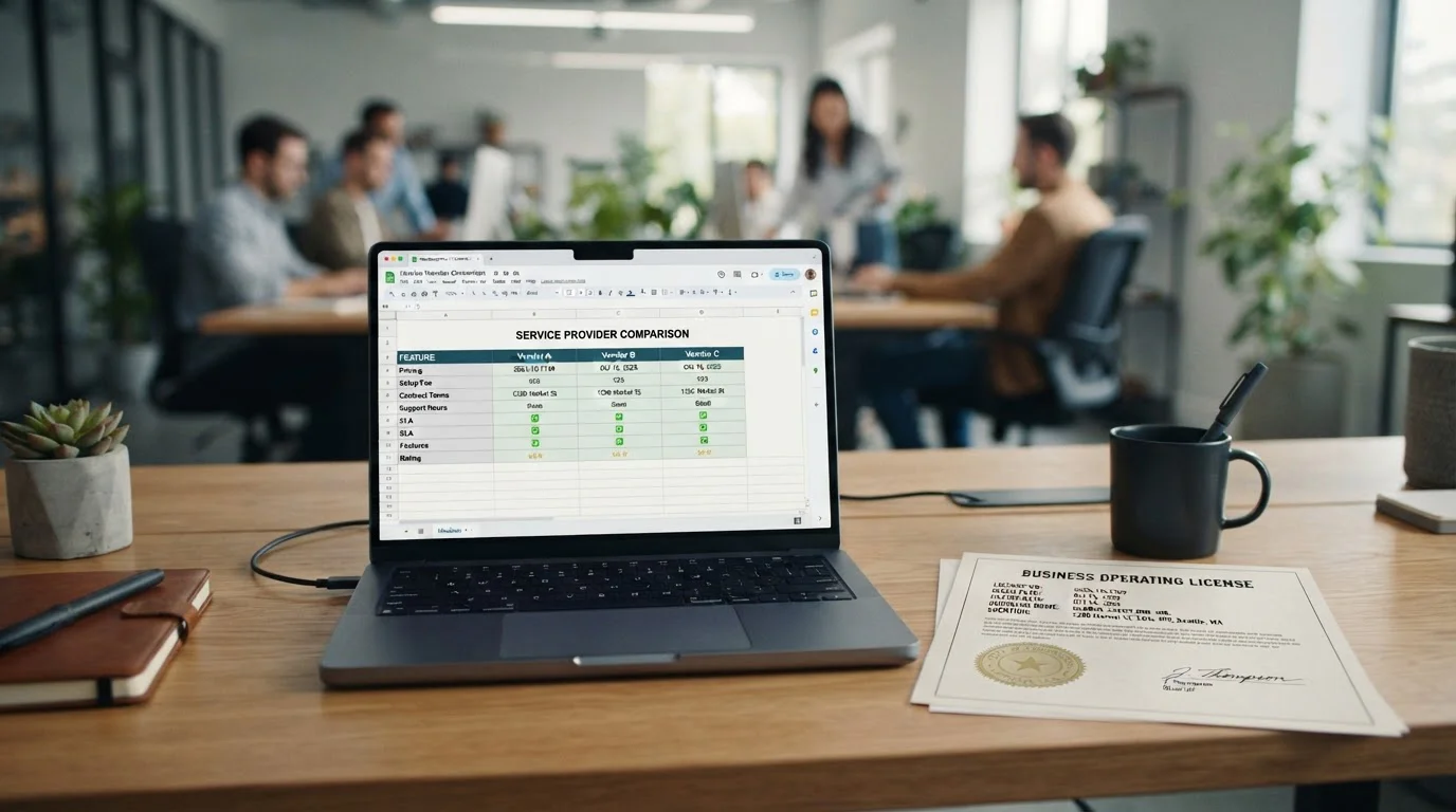 Laptop displaying crypto casino comparison table with Curacao licence documents