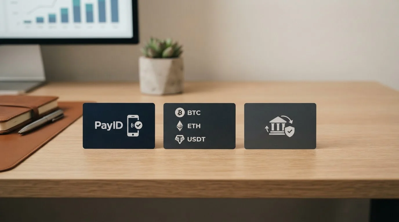 Comparison of offshore casino withdrawal methods showing PayID crypto and bank transfer timing for Australian players