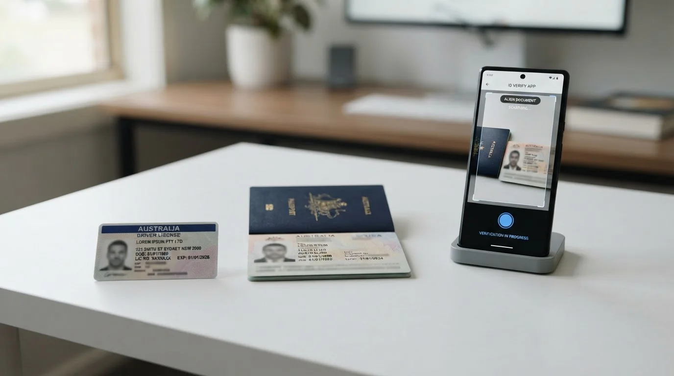 Driver licence and passport documents prepared for casino KYC verification