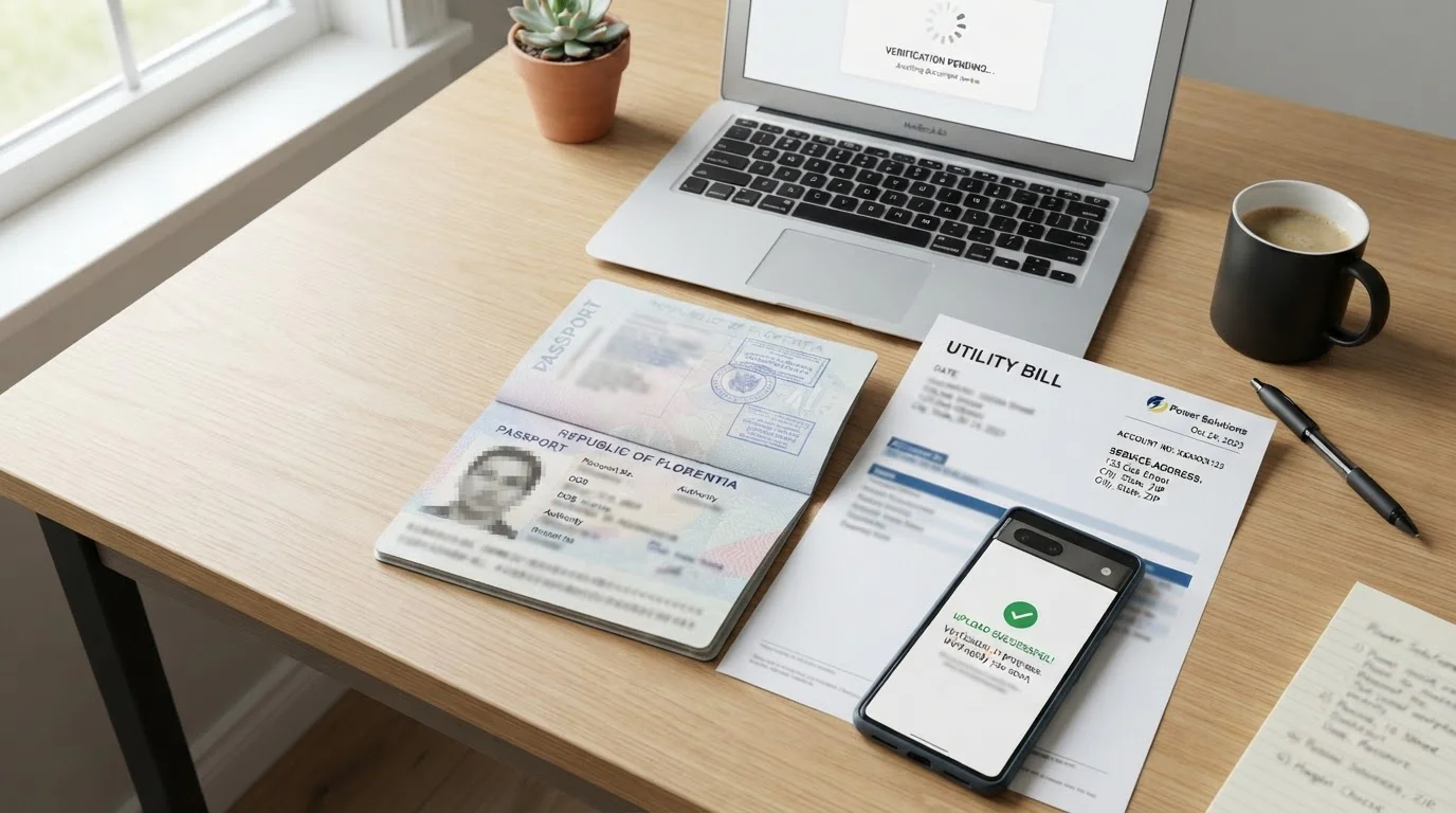Document verification process for casino KYC with passport and utility bill