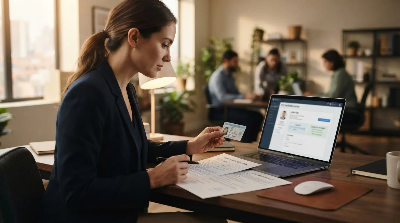 Person reviewing casino withdrawal verification documents on laptop