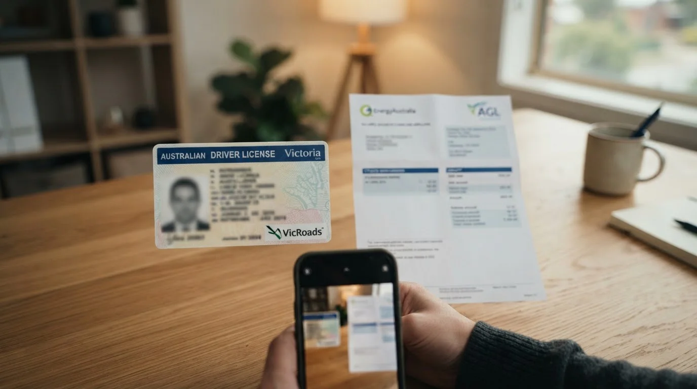 Photo ID documents and proof of address utility bill for casino KYC verification in Australia