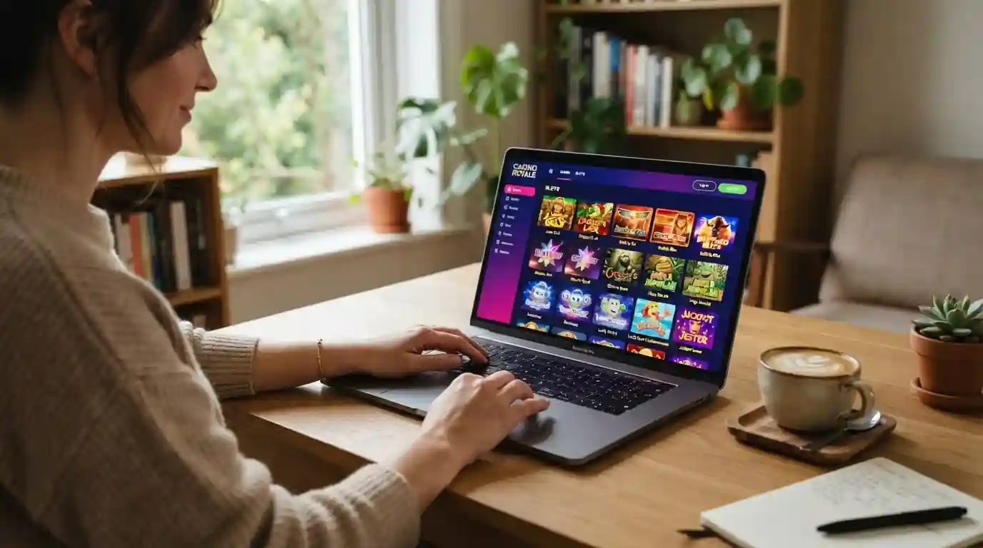 Popular pokies displayed on laptop screen with low bet settings