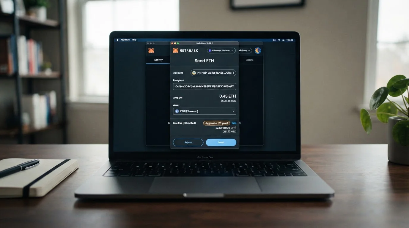 MetaMask wallet interface showing ETH deposit transaction to casino address