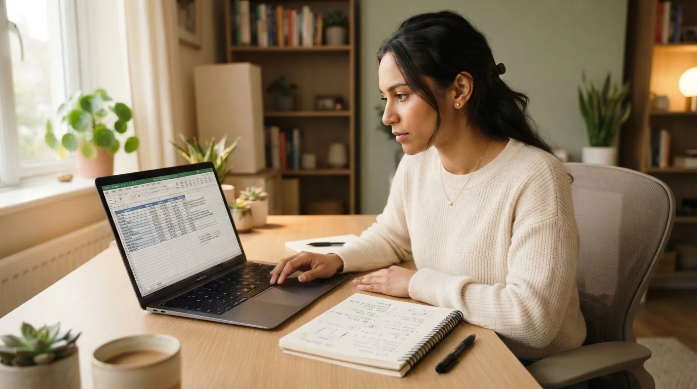 Person reviewing casino operators on laptop with notes