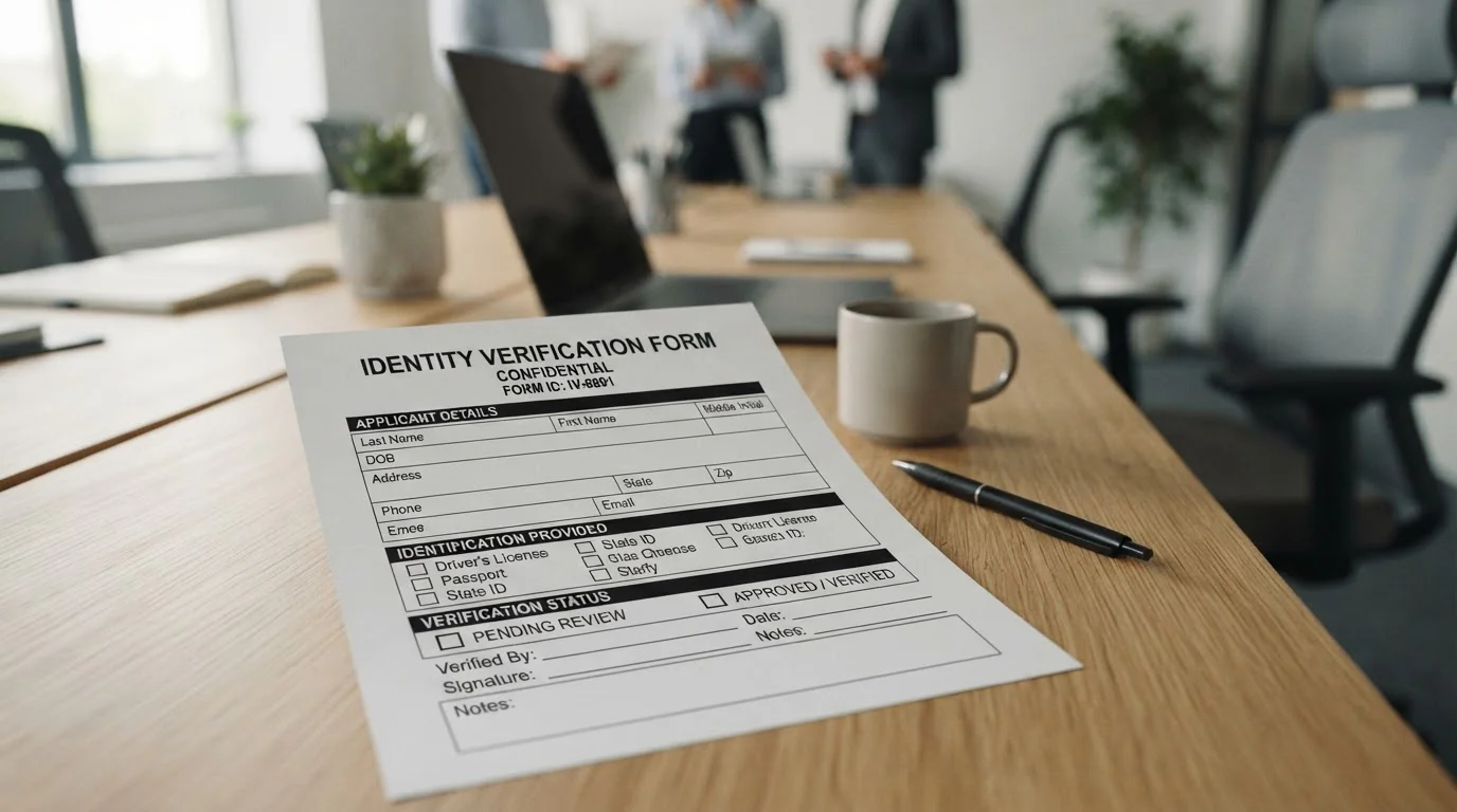 Generic identity verification form with optional status indicator
