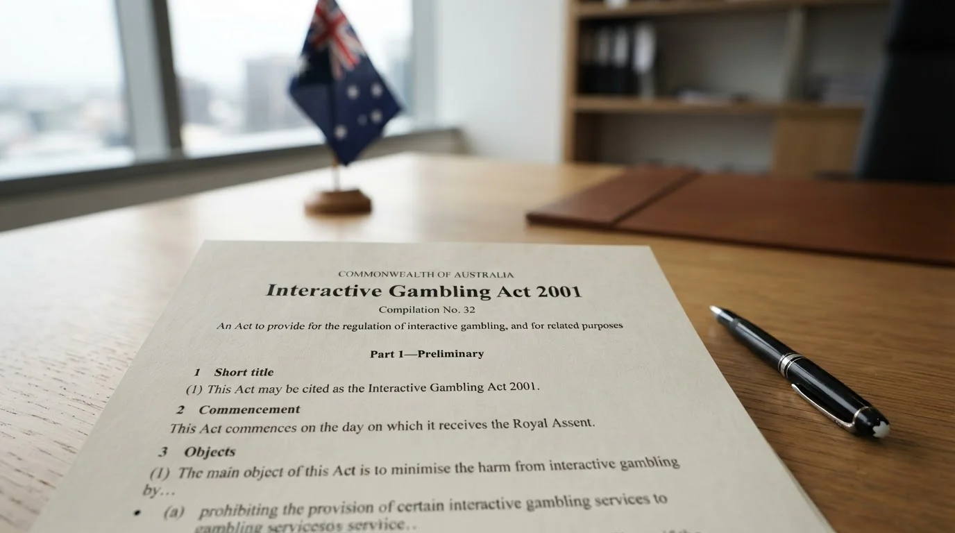 Document showing Interactive Gambling Act 2001 legal framework for offshore casinos in Australia