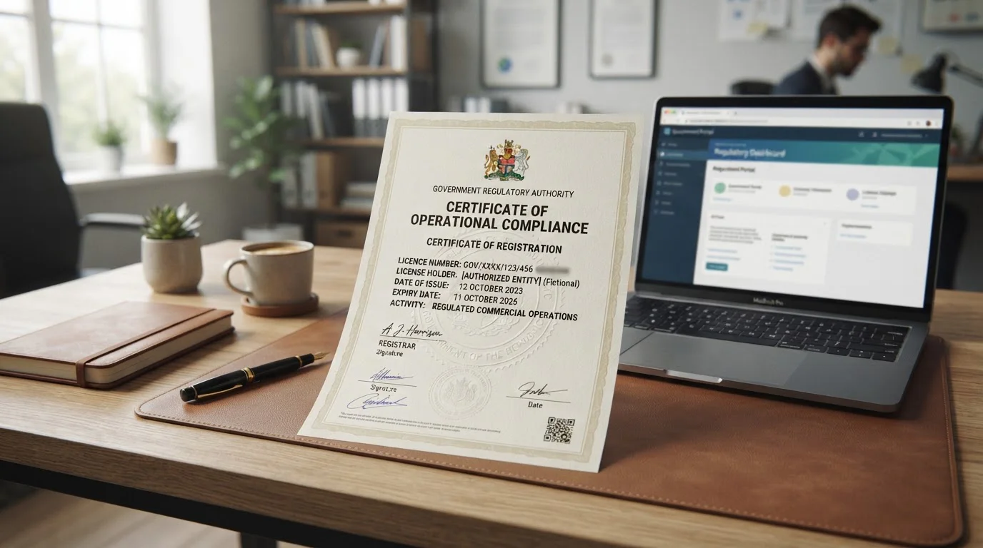 Curaçao gaming licence document with official seal on desk