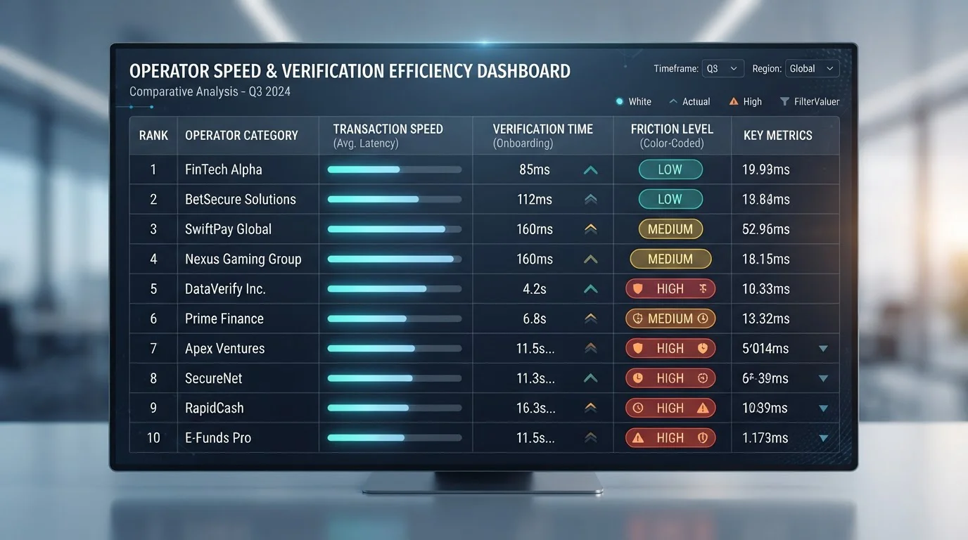 Ranked table of offshore casinos showing withdrawal speeds and KYC friction levels for Australian players