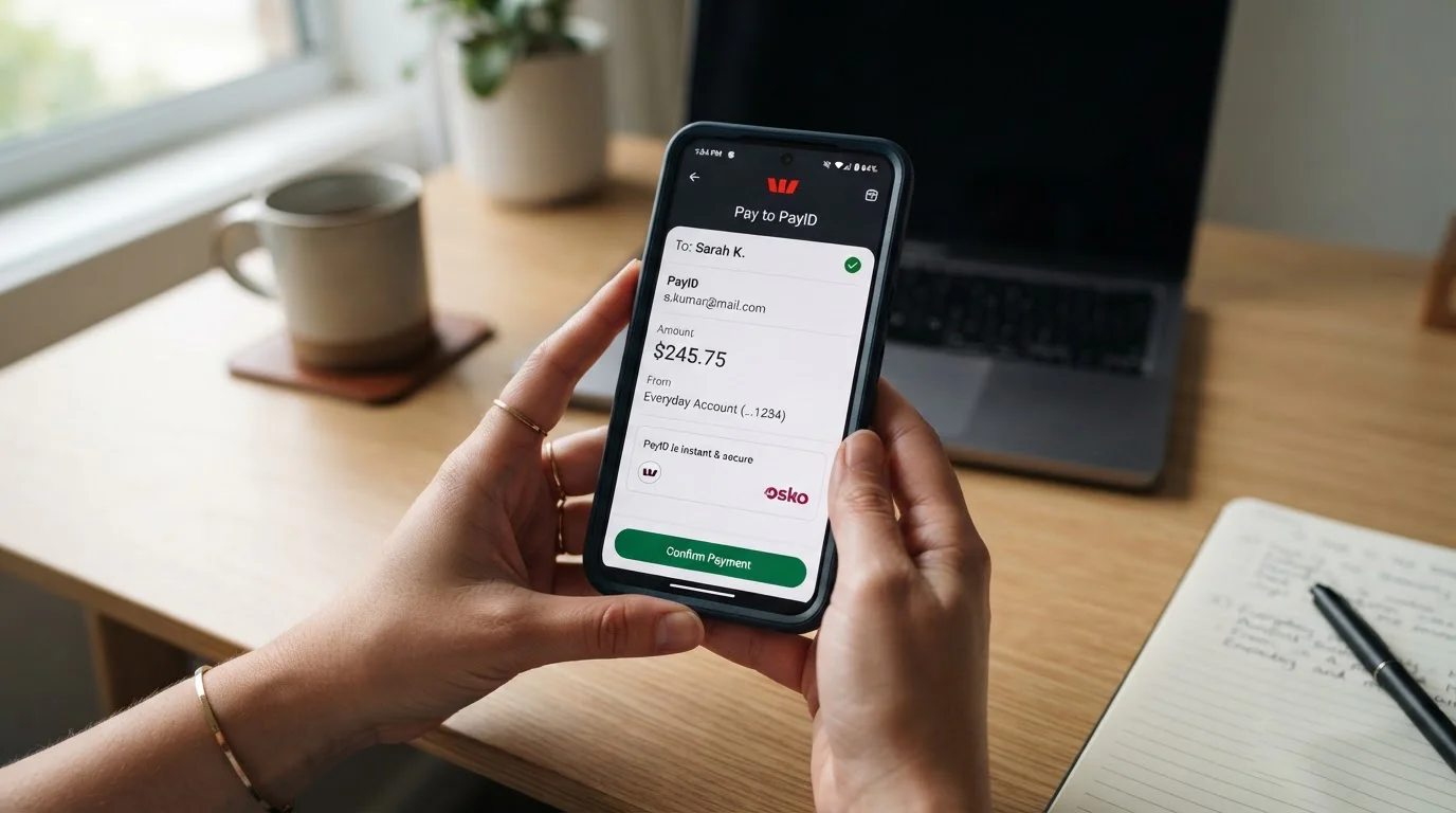 PayID transfer on mobile banking app for casino deposit