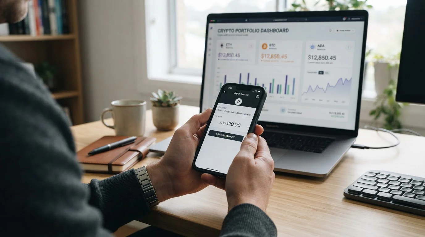 Person checking withdrawal status on mobile banking app