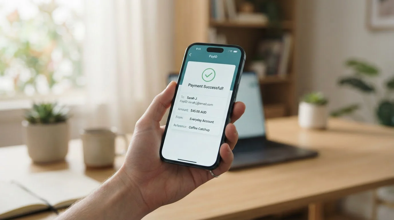 PayID instant payment system showing mobile phone and bank transfer