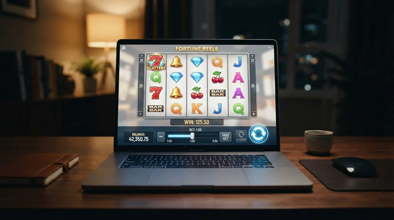 Pokies game screen showing bet size and balance settings