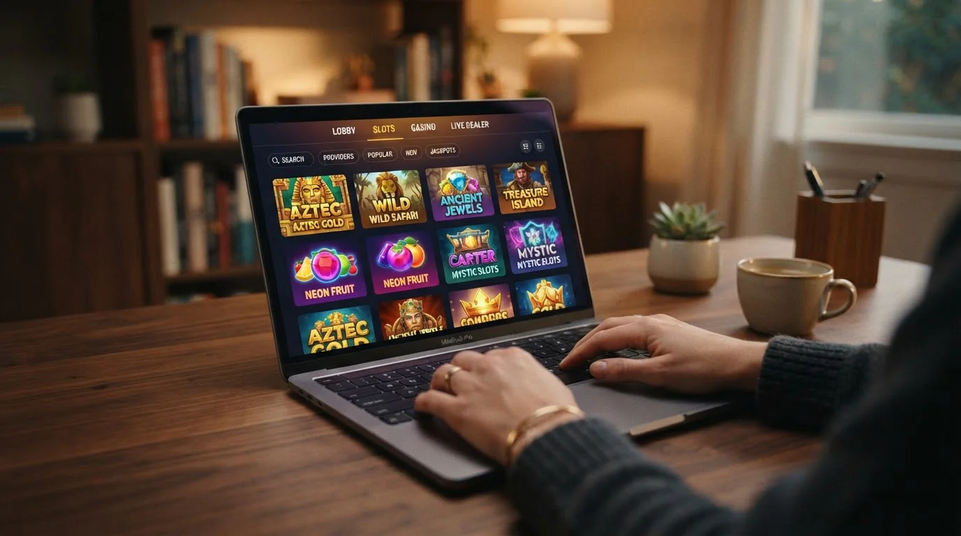 Pokies game library interface showing minimum bet filters at offshore casino