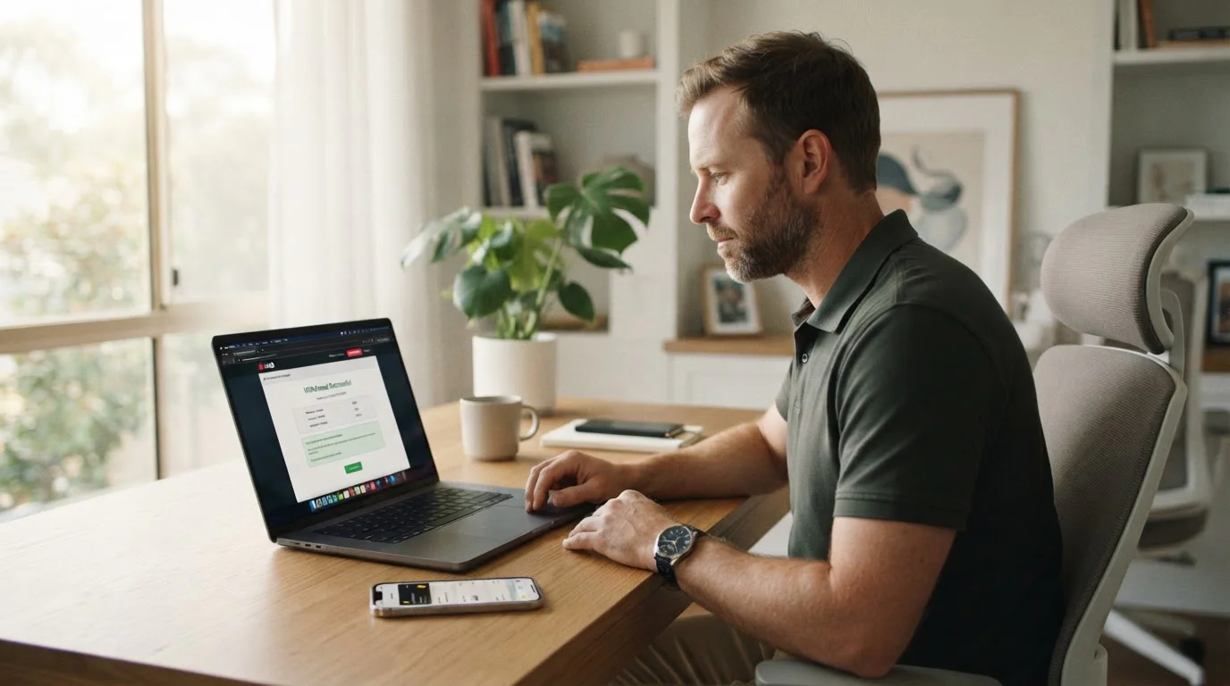 Australian player checking fast casino withdrawal on laptop with PayID and crypto payment options visible