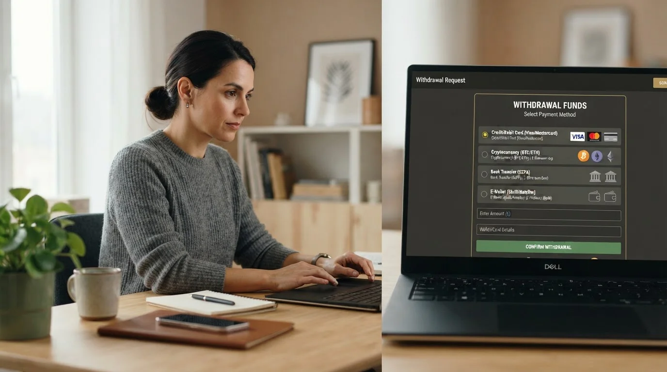 Casino withdrawal options showing Visa and alternative methods