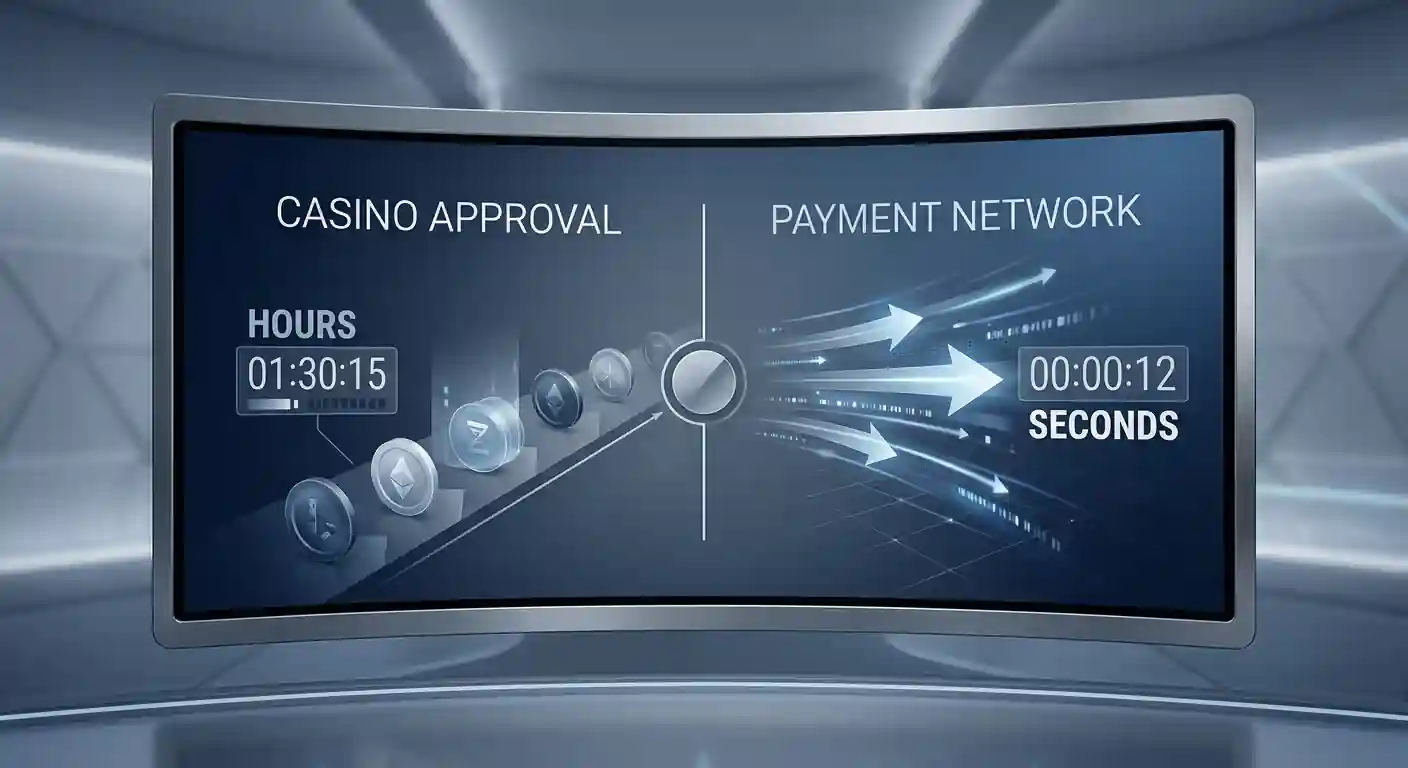Casino cashier screen showing two-phase withdrawal process with approval queue and payment transfer stages